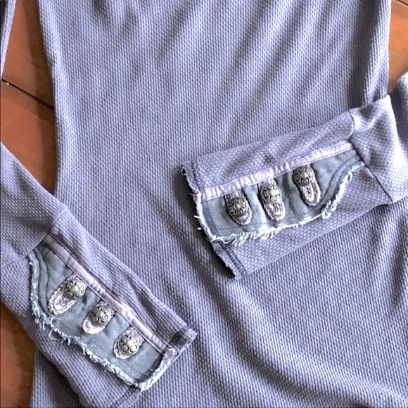 NWOT Rare Free People Thermal Waffle Knit Henley Motto Cuff - Picture 7 of 9